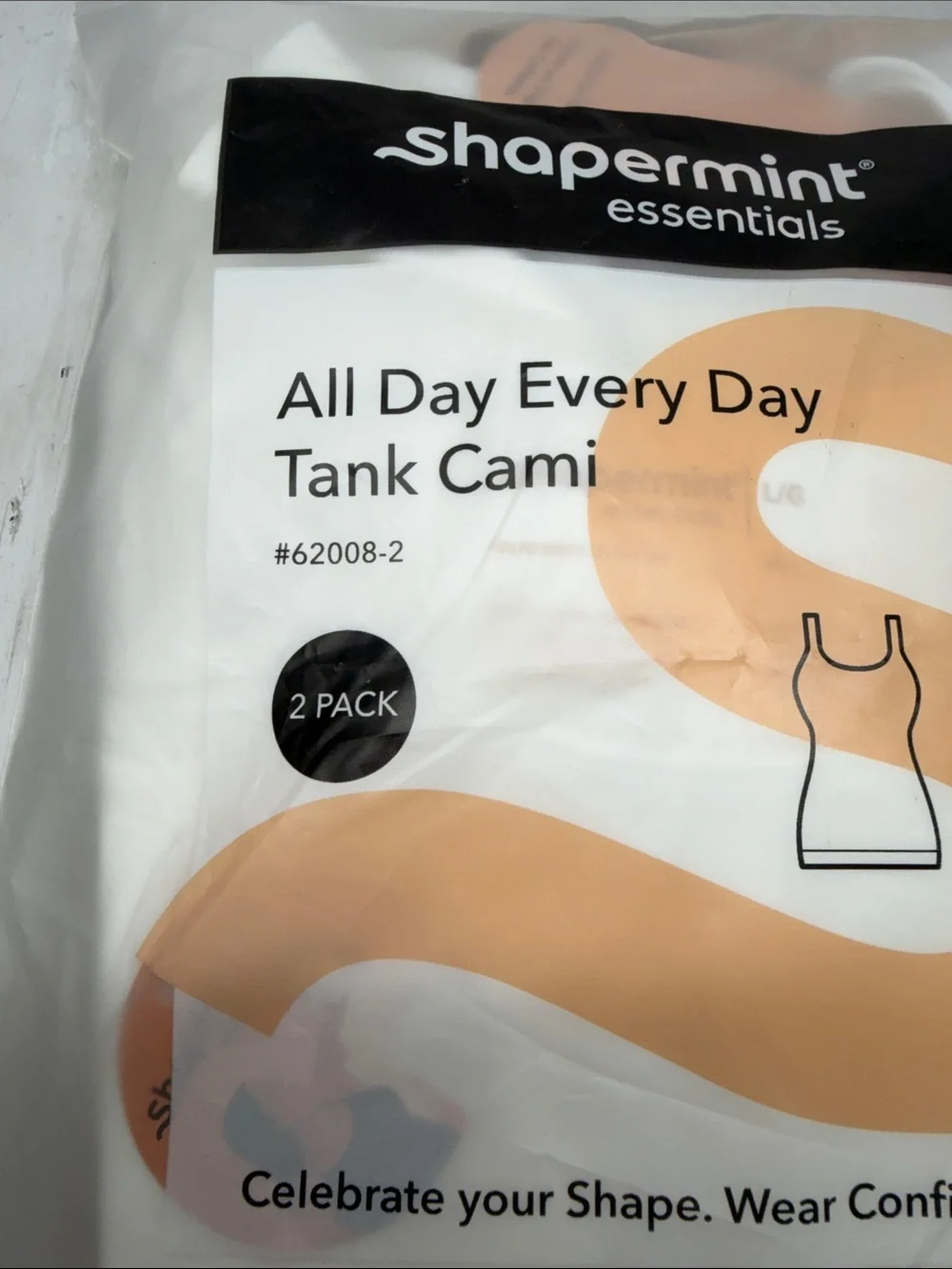 Shapermint Woman’s Tank Tops — 2 pak White & Beige Large New
